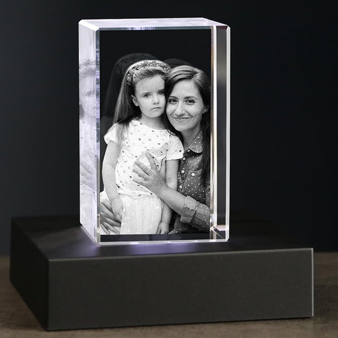 3D Photo Crystal,Personalized Gift for Dad Husband Grandpa,Custom Anniversary,Birthday,Memorial,Couples Gifts,Custom 3D Picture in Crystal