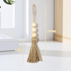 10 Pack Tassel Ornaments with Wood Beads Jute Tassels for Christmas Tree Boho Giant Hemp Rope Decor DIY Craft Garland Project for Wedding Home Party Decorations (Natural Color)