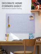 Fluxynara Bulletin Board,35.4" x 23.6" Cork Board Alternative with 12 Safe Removable Adhesive Tabs, Foldable Felt Pin Board for Home Office, Classroom, Bedroom,Entryway for Walls—Soft Periwinkle