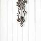 [Front Door WREATH HANGER] - Colonial Design | ADJUSTABLE Hook Length for Tall and Small Doors | PADDING to Prevent Damage like Scratch and Dents | Heavy Duty Cast Iron Metal Hangar - (Brown)