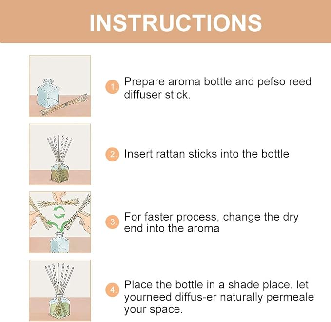HOSSIAN Reed Diffuser Sticks - Reed diffusers-Reed Sticks -Diffuser Glass Bottles-Diffuser Refills- Natural Rattan Wood Replacement for Aroma Fragrance (9"*3mm Primary Color)