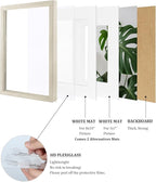 Egofine 11x14 Picture Frames Set of 4, Made of Solid Wood Covered by Plexiglass 5x7 and 8x10 with Mat or 11x14 without Mat, for Table Top Display and Wall Mounting Photo Frame Distressed Wood Grain