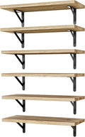 YGEOMER 16.5 Inch Floating Shelves for Wall, Farmhouse Wall Shelves for Bedroom, Bathroom Storage, Living Room and Kitchen Decor (Set of 6 Light Brown Color)