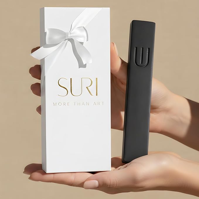 SURI Mezuzah for Door with Scroll – 6 Inch Modern Mezuzah Case with Non Kosher Scroll Included, Fits up to 5” Scroll, Easy Adhesive Installation, Gift Box Included