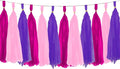 Purple and Pink Tassel Garland Paper Tissue Tassels Garland for Party Decorations, Pack of 15