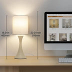 Seaside village Dimmable Bedside Lamp, 3 Way Touch Control Table Lamp, Modern Nightstand Lamp with Beige Shade and Cream Base, Small Desk Lamp for Living Room, Dorm, Home Office, 9W LED Bulb Included