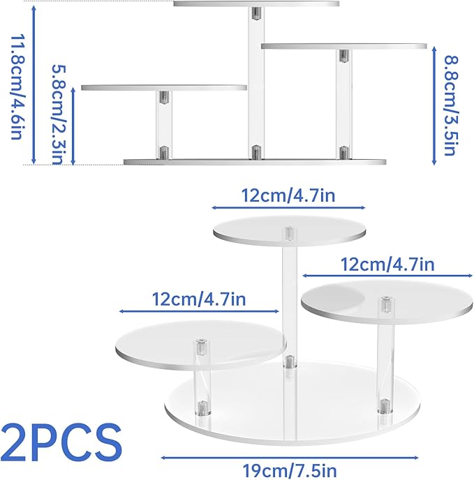 NiHome Clear Acrylic Display Stand for LEGO Botanical Collection Sets, Multi-Tier Showcase Figurine Display Shelf Riser for Collectibles and Room Decor, Perfume Riser Holder, Tabletop Plant Stand,2PCS