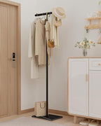 OUTBROS T-shaped Coat Rack Freestanding, Modern Clothes Rack with Rock Slab Base, Heavy-duty Metal Coat Hanging Rack for Boutiques, Hallway, Entryway, 68.9 Inches High, Black