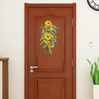 Sunflower Teardrop Swag for Front Door 27.5 Inch Decorative Spring Summer Floral Door Wreath with Yellow Sunflower Spring Summer Greenery Swags Wreath for Wedding Arch Home Party Wall Decor(Yellow)