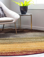 Unique Loom Barista Collection Area Rug - Mundo Nova (6' 1" Round, Beige/Blue)