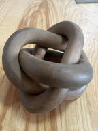 Wood Knot Chain Link Decor - 3 Link Boho Wooden Hand Carved Decorative Wooden Links Knots for Coffee Table Entryway Modern Farmhouse Shelf Decoration (Coffee)