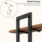 HOOBRO Floating Shelves, 15 Inch Wall Shelf Set of 3, Wall Mounted Storage Shelves 2-Tier, Hanging Bathroom Shelves, for Living Room, Bedroom, Bathroom, Kitchen, Rustic Brown and Black BF32BJP301
