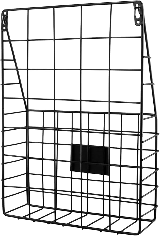 QWORK Metal Wire Wall Mounted File Organizer – 2 Pack Fits A4 & Letter Size, Space-Saving Storage for Office, Home & Entryway
