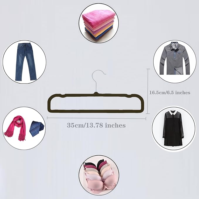 Pants Hangers Non Slip - 20 Pack Velvet Hangers for Closet - Thin Space Saving Clothes Hanger - Strong, Durable, Perchas Terciopelo with 360° Rotatable Hook for Jean, Tank Top, Bra, Shorts (Black)
