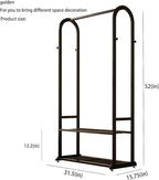 Sturdy metal clothes rack,Black freestanding clothing rack with bottom shelves and 6 side hooks,garment rack for hanging clothes,Wardrobe rack for Bedroom or cloakrooms