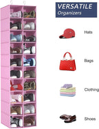coastal rose Hanging Shoe Organizer for Closet, 20 Sections Hanging Closet Organizers and Storage Shelves, Space Saving Shoe Storage Rack Holder, Pink, 12''W×12''Dx 50''H