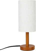 LALISU Small Table Lamp Nightstand Lamp Linen Lampshade Bedroom Wood Base Small Bedside Lamp for Night Stands, Desk Lamps for Reading Living Room, Office (LED Bulb Included) (Rosewood)