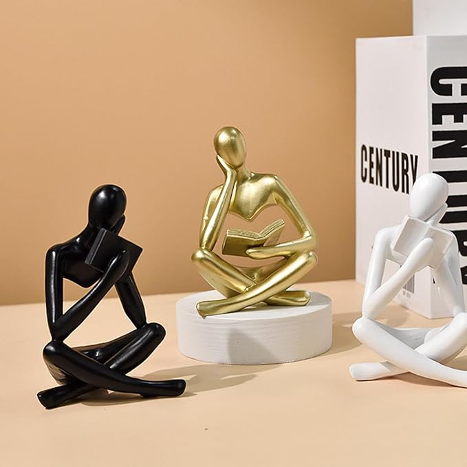 Jinkoozz Reading Women Statue, Thinker Sculptures, Abstract Art Ornament, Modern Aesthetic Figurine Decoration, Suitable for Home Living Room Bedroom Office Shelf Table Desk Bookshelf Decor