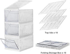AWTATOS Shoe Boxes with Magnetic Door, Stackable Shoe Storage Organizer with Lids, Folding Shoe Rack for High Heels, Thickened Sneaker Storage Container, 10 Pack, Clear