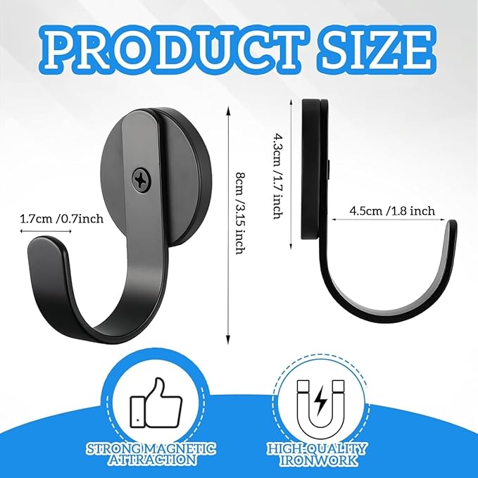 Magnetic Wreath Hanger, 2 Pack Heavy Duty Magnets with Hook for Refrigerator, Christmas Decoration Magnetic Hooks for Metal Front Door, Cruise Hook Hanger for Hanging Cabins Grill Coat Pattern
