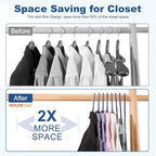 HOUSE DAY Plastic Hangers 20 Pack, Space Saving Clothes Hangers with Built-in Hooks, Durable & Strong Closet Organizers and Storage, Dorm Room Essential, Perfect for Shirts, Coat, Pants, Dress - Grey