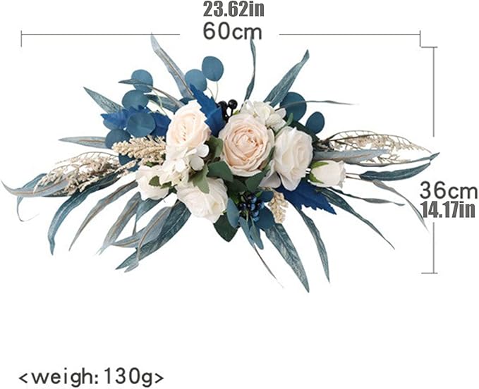 Wnvivi Artificial Arch Flower Decorations,Blue Rose and Peony Swag Wreath,Decorative Floral Garland Wedding Arch Flowers for Ceremony Reception (A1)