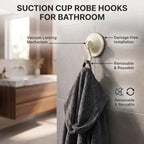 Powerful Suction Cup Hooks, 2-Pack Vacuum Wreath Hanger for Glass Door & Window, 20 lbs Large Waterproof Towel Hooks for Bathroom Shower, Removable No-Drill Utility Hooks, Cream