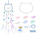 PATIKIL DIY Dream Catcher, Cat Making Dream Catcher Supplies Handmade Dream Catcher Kit Feather Pompom Beads for Wall Hanging Ornament Decor Craft, Blue