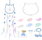 PATIKIL DIY Dream Catcher, Cat Making Dream Catcher Supplies Handmade Dream Catcher Kit Feather Pompom Beads for Wall Hanging Ornament Decor Craft, Blue