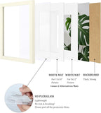 Egofine 12x16 Picture Frames Set of 4, Made of Solid Wood Covered by Plexiglass 9x12 and 11x14 with Mat or 12x16 without Mat, for Wall Mounting Photo Frame Beige