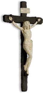 DevotedWalls 20.75" H Catholic Realistic Style Crucifix for Wall, Large realistic Jesus Chirst Cross for Church, Chapels and Home (Black and White Color)