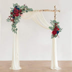 CDQL 2Pcs Wedding Welcome Sign Floral Decoration, Artificial Flower Swag for Wedding Ceremony and Reception Arrangement (Dark Red)