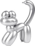 Cute Balloon Cat Statue Decor - 7.8 Inch Modern Cat Statue Ornament, Home Crafts Living Room Desktop Bedroom Sculpture Decoration (Silver, Large)