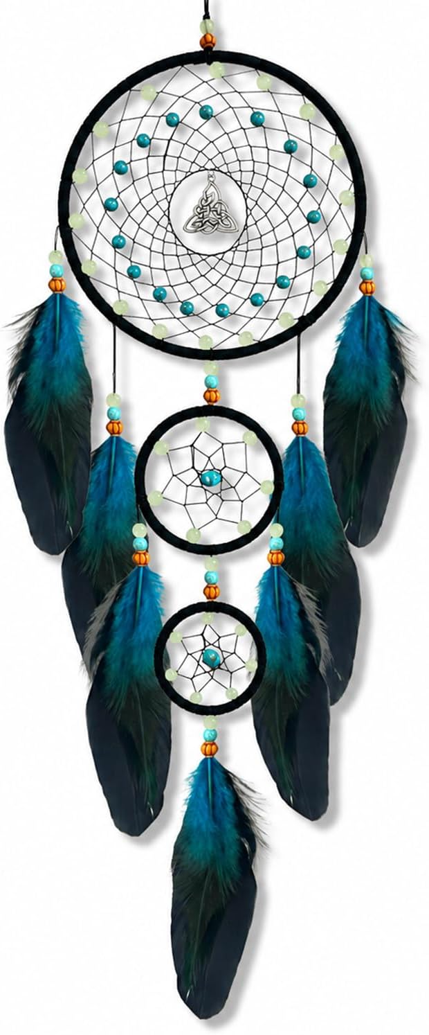 Dream Catchers Handmade Feather Native Home Wall Decoration Blue Black
