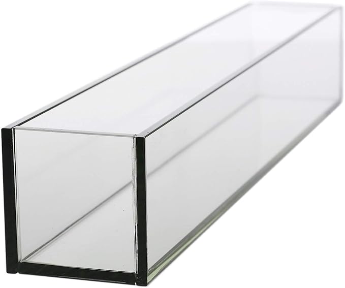 WGV Rectangle Plate Vase, Length 24", Width 4", Height 4", Glass Container, Floral Dispaly, Candy Holder, Planter Terrarium for Wedding Party Event, Home Office Décor, Clear, 1 Piece