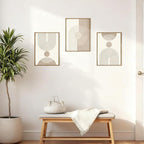 BINCUE Neutral Abstract Wall Art Boho Geometric Wall Decor Mid Century Modern Artwork Boho Abstract Art Prints Beige Abstract Paintings Elegant Modern Wall Pictures for Living Room Bedroom Office 12" Lx16 W Set of 3 Gift