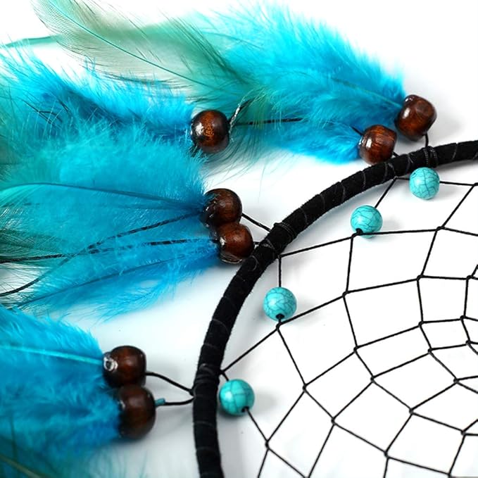 MOONFLY Dream Catchers Handmade Traditional Feather Hanging Home Wall Decoration Décor Ornament Craft Native American Style (Blue Feather)