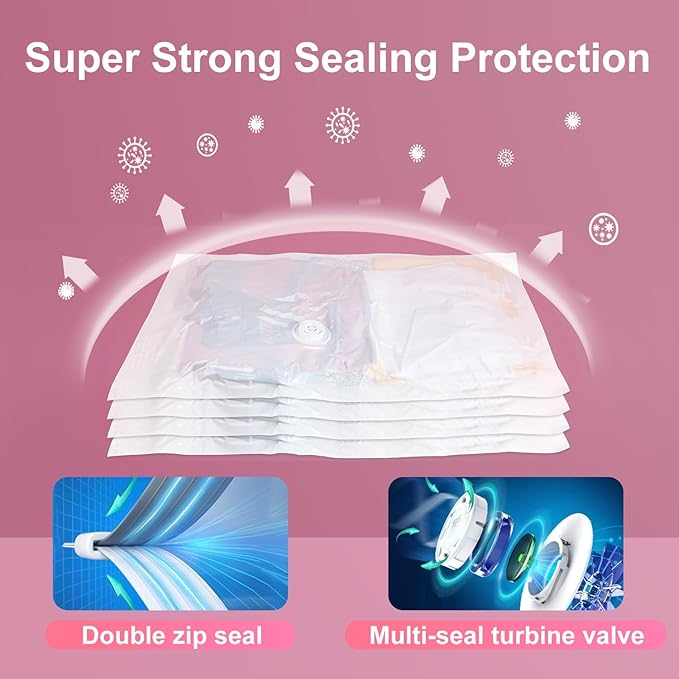 Vacuum Seal Bags for Clothing Travel, 12 Pack Space Saver Vacuum Storage Bags with Electric Pump,Portable Compression Sealer for Clothes, Blankets, Bedding & Travel Essentials,Good for Luggage Packing