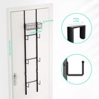 HapiRm Over Door Hat Rack - 2 Packs Wall Mounted Hat Holder with 6 Hooks and Metal Basket Design, Baseball Cap Organizer Storage Up to 32 Caps for Door, Bedroom, Closet, Black