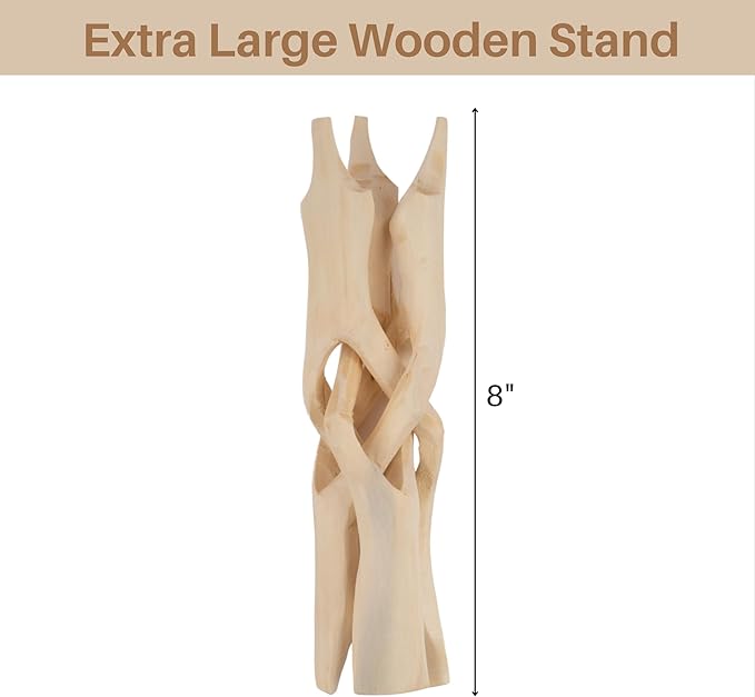 Wish Well Extra Large 8" Wooden Tripod Stand - Hand-Carved Room Decor Holder ~ Ideal for Abalone Shell, Decorative Bowl, Crystal Ball, Sphere, Geode ~ Wood Display Stand & Perfect Crystal Holder