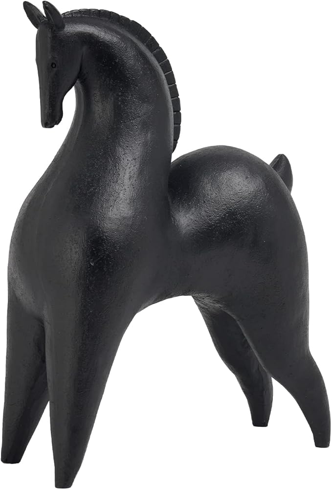Cynkeyee Black Horse Statue Home Decor - Modern Abstract Horse Statues, Minimalist Decor Matte Black Horses Gift for Living Room Centrepiece Knick Knacks for Shelves 11.5x4.25x8.5 Inch