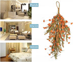 Ochine 25 Inch Autumn Fall Harvest Wreath Decor Artificial Fall Wheat Ears Farmhouse Decorative Swag Hanging Floral Swag Garland for Home Front Door Wall Thanksgiving Halloween Decorations