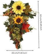 Blossoms Pumpkin Swag Artificial Autumn Door Swag Tree-Shaped Entryway Decor