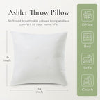 Ashler Throw Pillows Insert- 16x16 Pillow Inserts with Air Layer, Premium Bed and Couch Pillows - Indoor Decorative Throw Pillow, Square Cushion Sham Stuffer, Pack of 4, White
