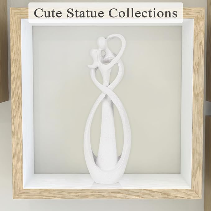 Trycooling Kissing Lovers Statue Abstract Sculpture Resin Statues for Home Decor Modern Home Office Desktop Shelf Bookshelf Decor (White, Large)
