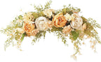 IUIBMI 29.5 inch Wedding Arch Flowers, Spring Decorative Peony Swags with Green Leaves Rustic Artificial Floral Swag Peony Door Wreath for Front Door Wedding Arch Wall Decor (D)