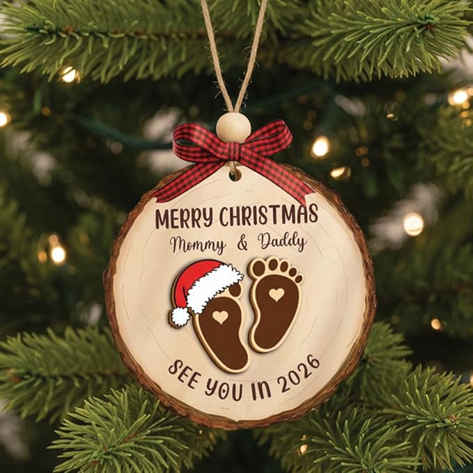 Baby Coming Soon 2026, Baby Announcement Christmas Ornament for New Parents, Expecting Couple, Promoted to Grandparents Gift, Baby Pregnancy Announcement for Family