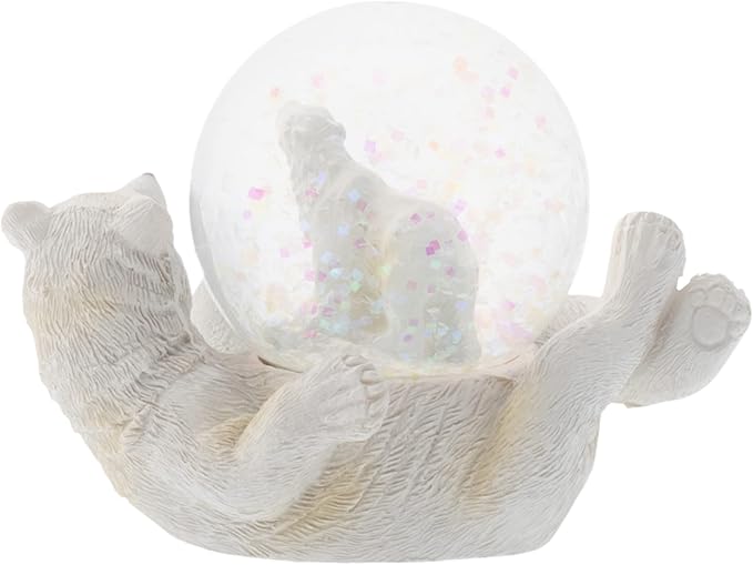 Elanze Designs White Polar Bear Mommy and Cub Magical Whimsical Tabletop Dresser Nightstand Figurine Miniature 45MM Sturdy Polyresin Glitter Water Snow Globe Decoration