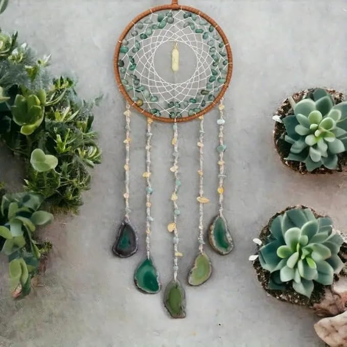 Boho Dream Catchers, Crystal Large Dreamcatcher Green Turquoise Suncatchers for Windows Wall Hangings Decoration Gifts for Adult Girls Bedroom Garden Room Decor