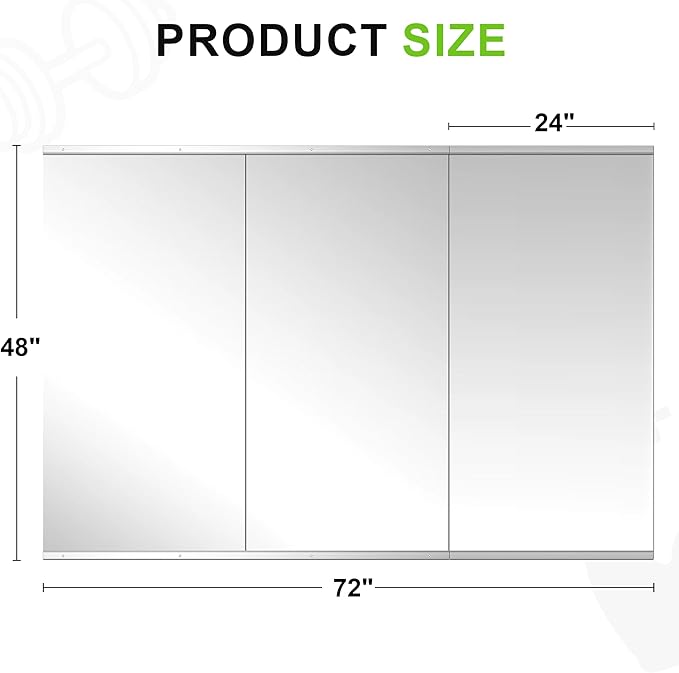 FICTOR Home Gym Mirror for Wall, 48"x24"x3 PCS Large Workout Mirrors with Tempered Glass, Full Length Frameless Body Mirror for Garage, Dance, Yoga, Bedroom